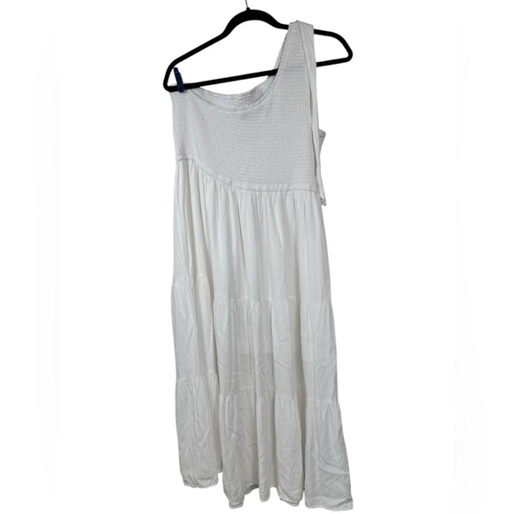 Merokeety One Shoulder Sleeveless Knot Smocked Midi Dress XL Split Tiered Flowy - Picture 11 of 13